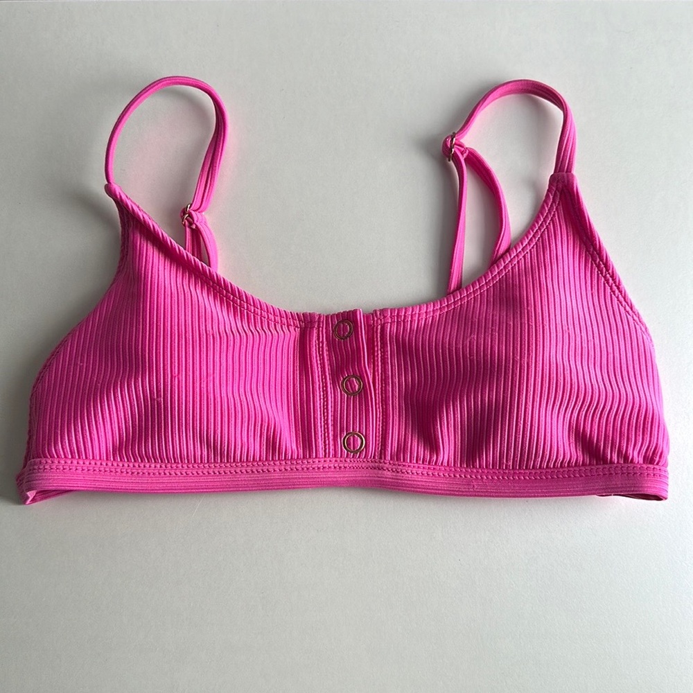 LA Hearts/Pacsun Pink Ribbed Bikini Top